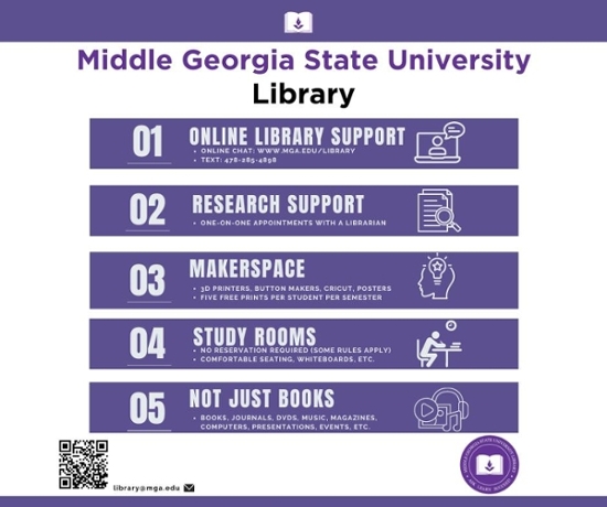 MGA library services graphic. 